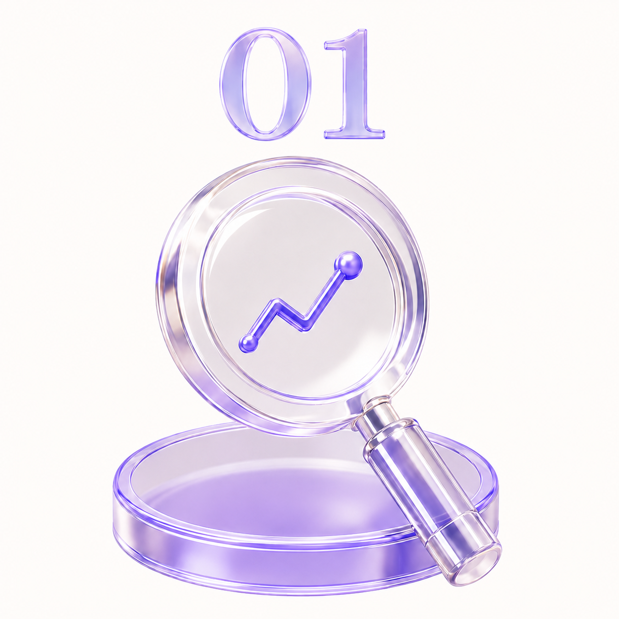 Magnifying glass with a market trend